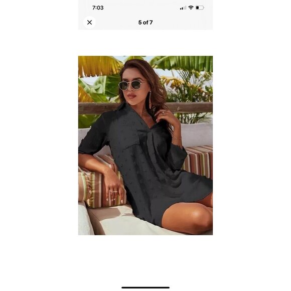 Blooming Jelly Women's Beach Cover Up Summer Dress V-Neck Navy Blue Medium NWT - Picture 3 of 8